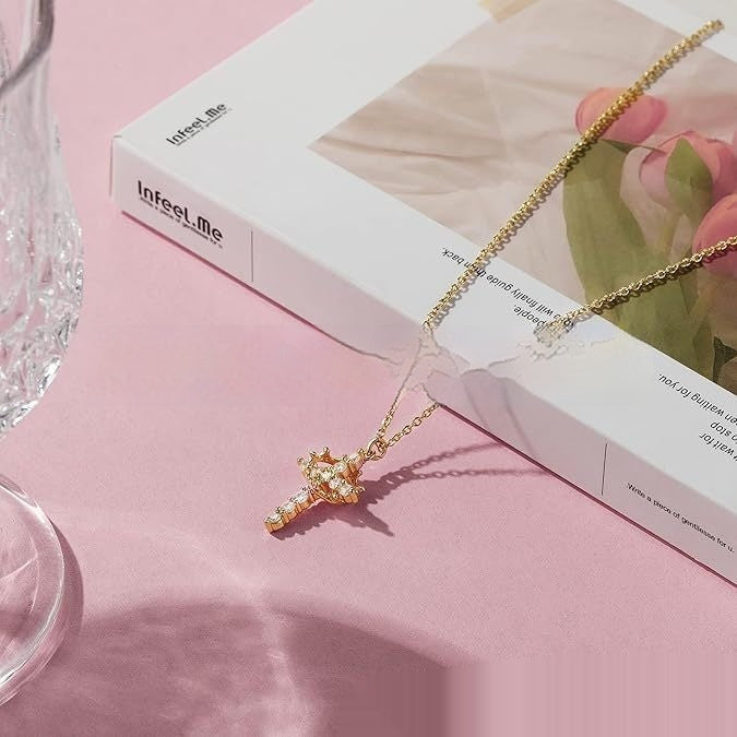 Tewiky Simple Crown & Cross
Pendant Choker Easter Necklace for Women & Men & Girls Pretty Crown Cross Necklace For Daily Party Clothing Decor Trendy All-match & Exquisite Jewelry gift Outdoorfun For Black Friday Christmas