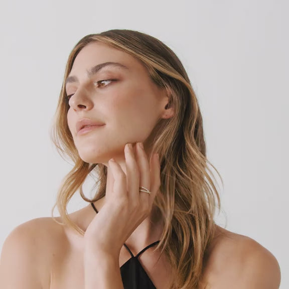 14K Gold Plated Women's X Ring Simulated Diamond CZ Criss Cross Ring